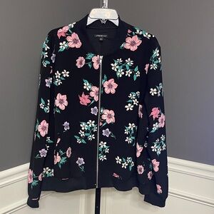 Lane Bryant Black Floral Bomber Jacket